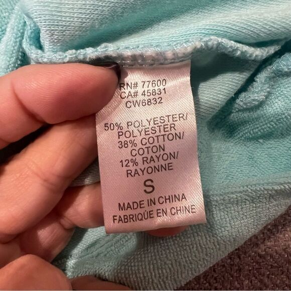 NWT Chaser pullover crewneck lightweight sweater size small in turquoise - Picture 6 of 8